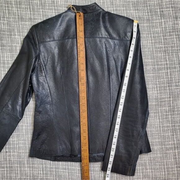 INC Intl Moto Jacket Leather Double Breasted Black Distressed VTG Women's S - Picture 11 of 16